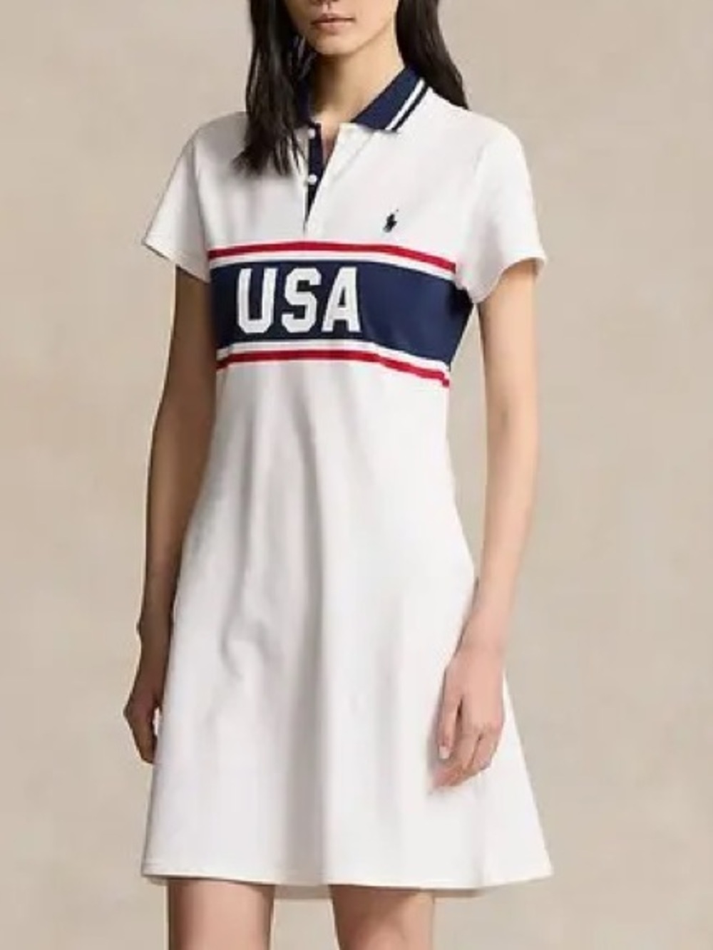 Polo Ralph Lauren Team USA Graphic Polo Dress White Navy. Size M - Picture 9 of 9